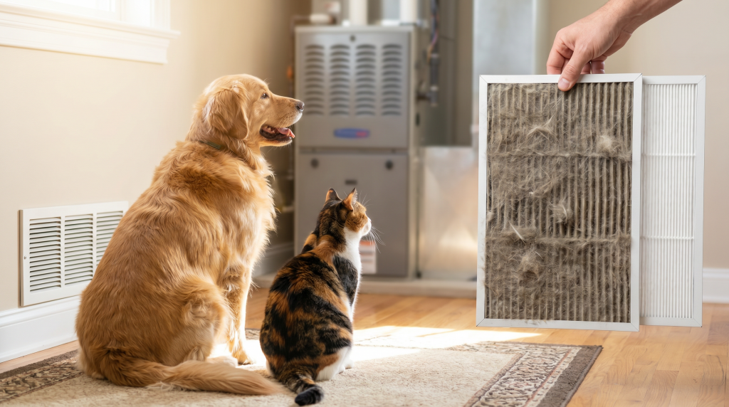 Remove pet hair from your furnace filter