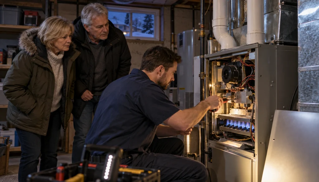 Atlantis HVAC technician providing emergency residential furnace repair in Burlington