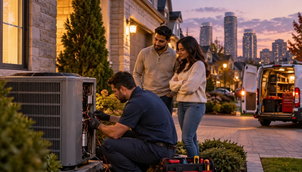 Atlantis HVAC technician providing emergency residential air conditioning repair in Mississauga