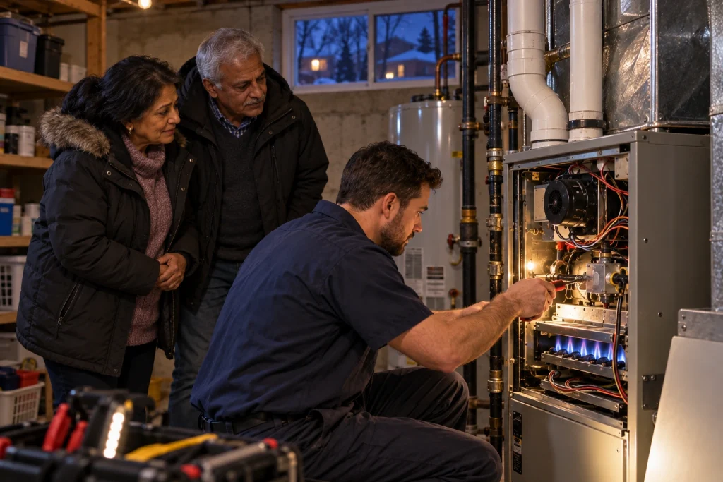 Atlantis HVAC technician providing emergency residential furnace repair in Mississauga